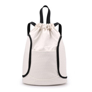 Large-capacity plaid drawstring backpack
