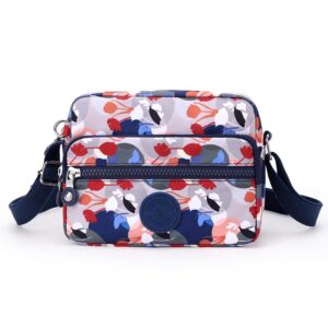 Women's multi-pocket printed shoulder bag