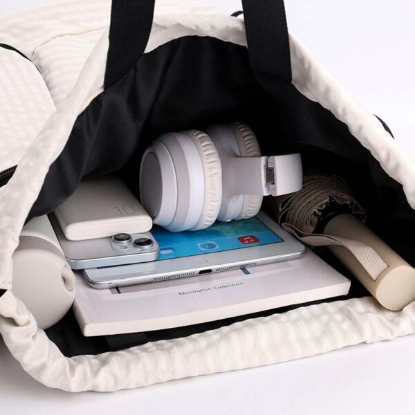 Large-capacity plaid drawstring backpack - Image 4