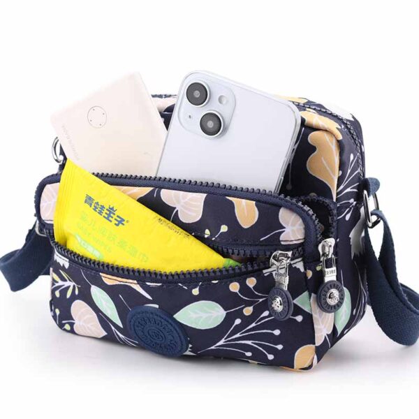 Women's multi-pocket printed shoulder bag - Image 6